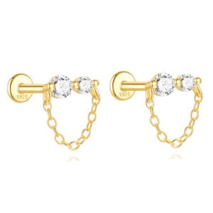 Custom 925 Silver Cz Dangle Earrings - E00261