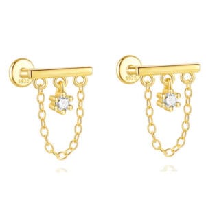 Gold Cubic Zirconia Drop Earrings Supplier Style - E00262