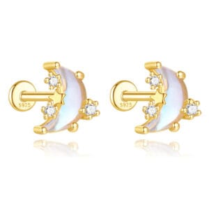 Custom 925 Silver Opal Stud Earrings Silver - E00267