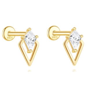 Custom 925 Silver Cubic Zirconia Stud Earrings Sterling Silver - E00273
