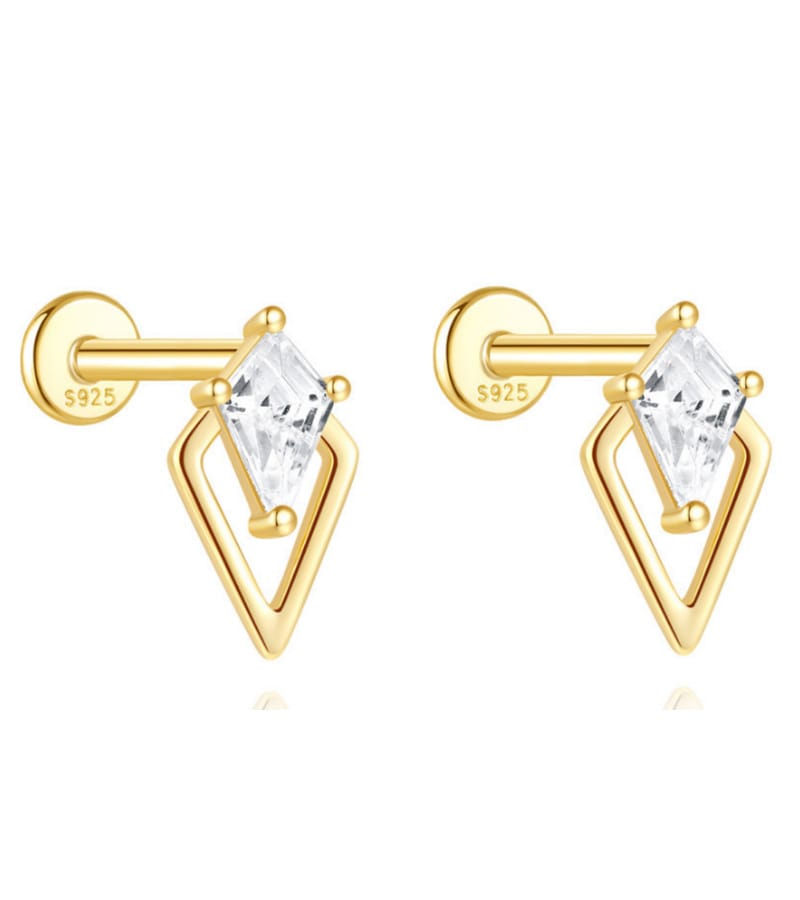 Custom 925 Silver Cubic Zirconia Stud Earrings Sterling Silver