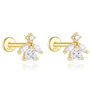 Silver Cubic Zirconia Stud Earrings - E00275