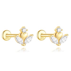Cubic Zirconia Sterling Silver Stud Earrings Wholesale - E00277