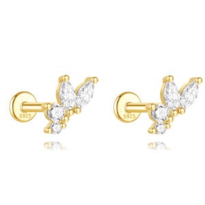 White Gold Cubic Zirconia Stud Earrings for Jewelry Brands - E00284