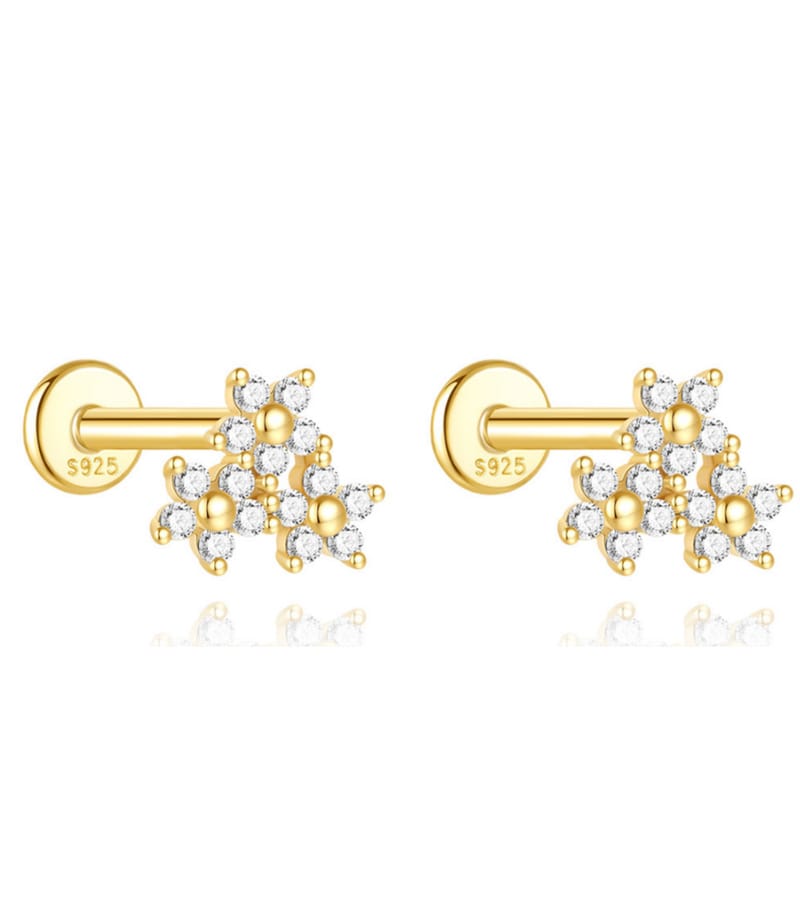 Custom 925 Silver Square Cubic Zirconia Stud Earrings