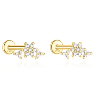 Cubic Zirconia Stud Earrings Square Supplier Style - E00286