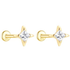 Gold Cubic Zirconia Stud Earrings - E00287