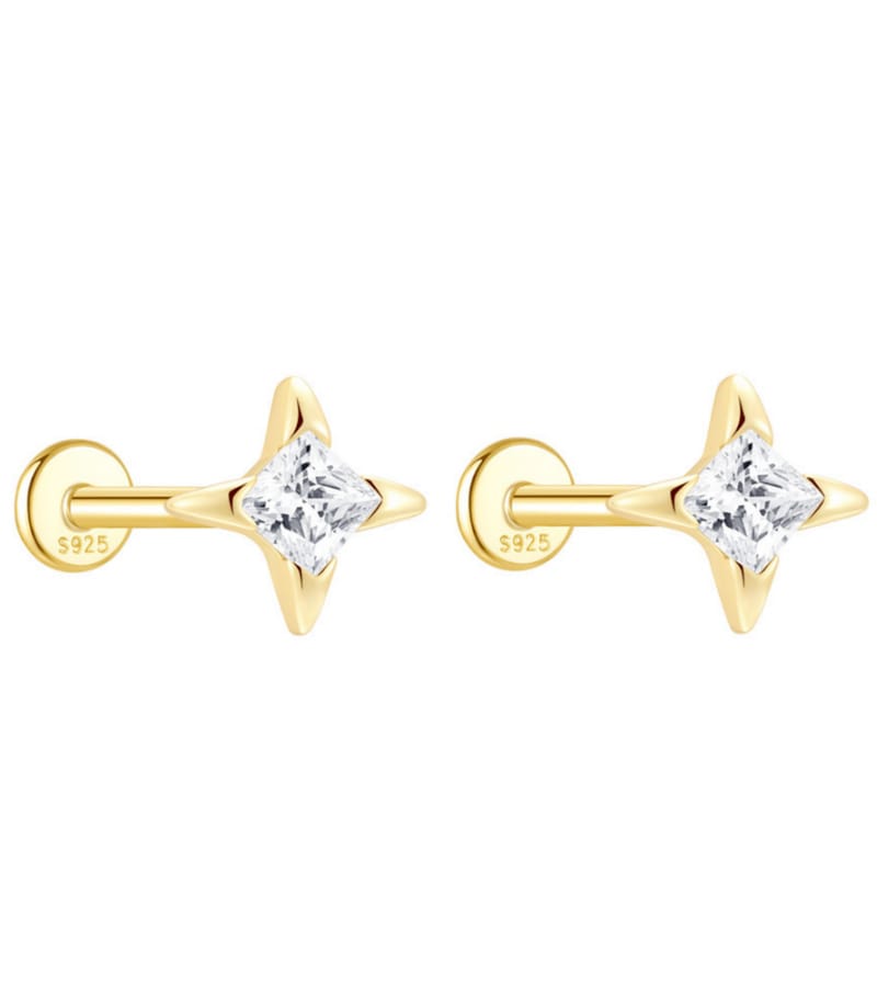 Gold Cubic Zirconia Stud Earrings