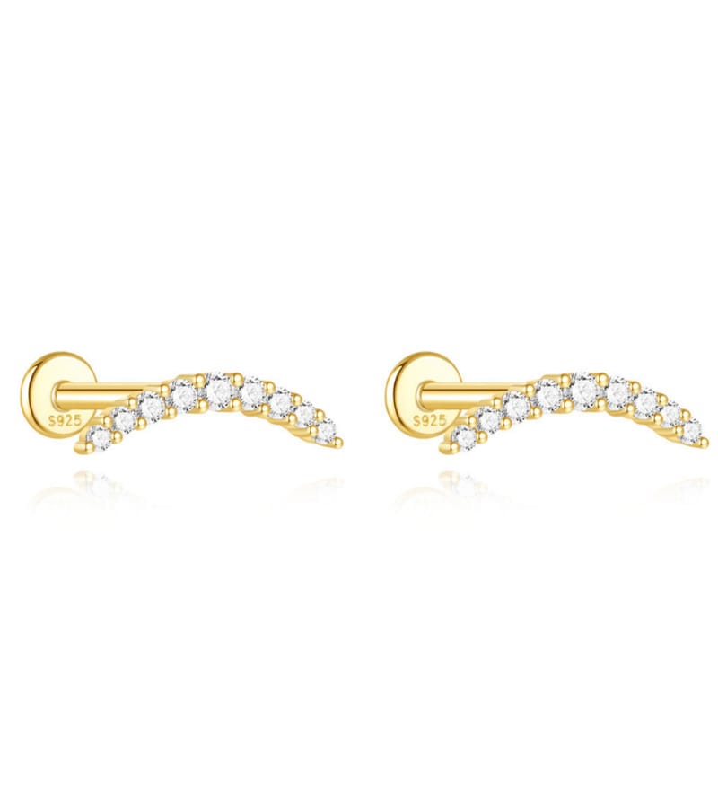 925 Silver White Gold Stud Earrings Cubic Zirconia