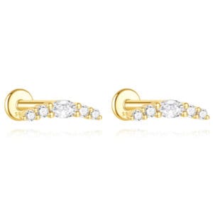 Cubic Zirconia Stud Earrings Gold Wholesale - E00289