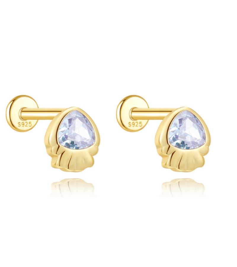 Custom 925 Silver Gold Stud Earrings Cubic Zirconia