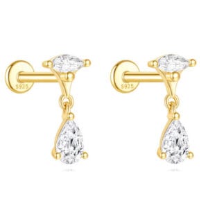 Cubic Zirconia Gold Drop Earrings Supplier Style - E00298