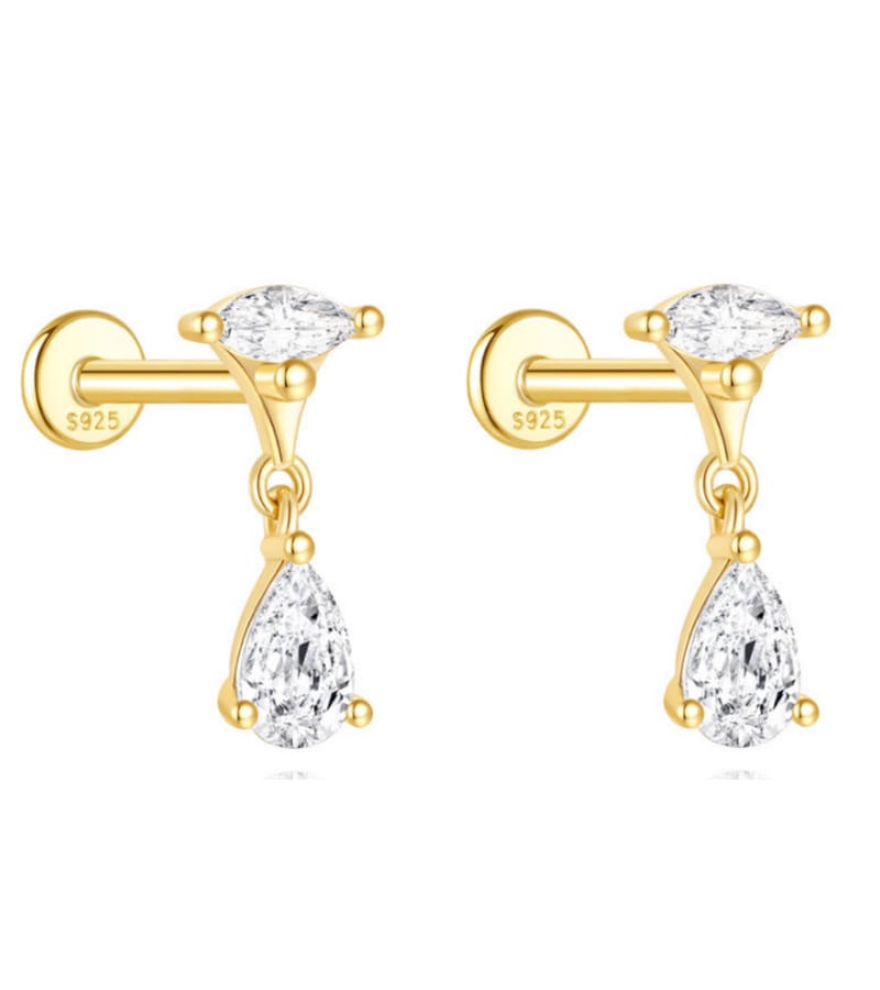 Cubic Zirconia Gold Drop Earrings Supplier Style