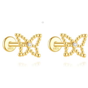 Cubic Zirconia Gold Stud Earrings Wholesale - E00313