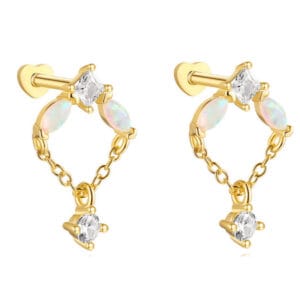 Custom 925 Silver Sterling Silver Opal Drop Earrings - E00327