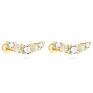 Silver Opal Stud Earrings Supplier Style - E00328