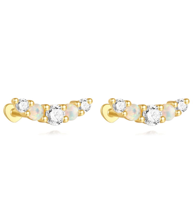 Silver Opal Stud Earrings Supplier Style