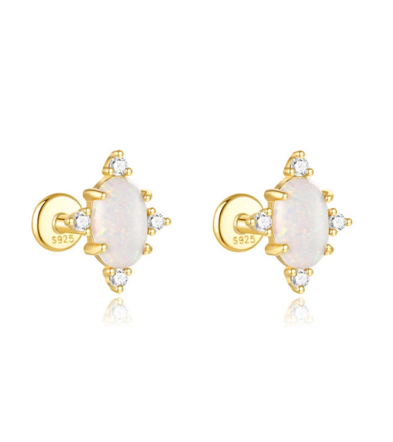 Opal Silver Stud Earrings for Jewelry Brands