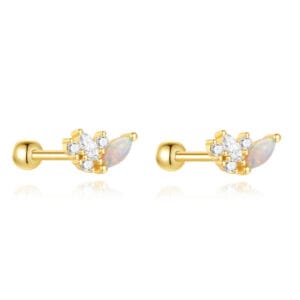 925 Silver Fire Opal Stud Earrings - E00348