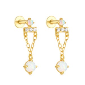 Opal Drop Earrings Gold Supplier Style - E00352
