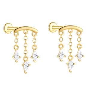 Silver Drop Chain Earrings Supplier Style - E00382