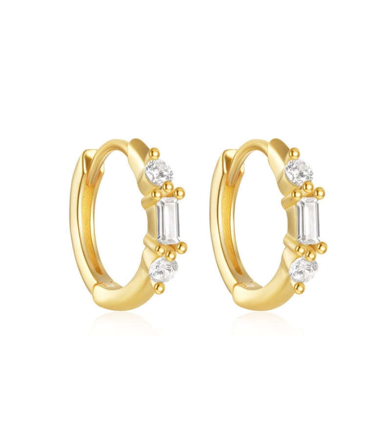 Custom 925 Silver Gold Hoop Earrings with Cubic Zirconia