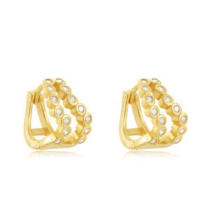 925 Silver Cubic Zirconia Huggie Earrings - E00396