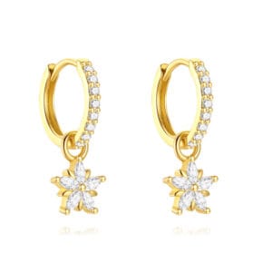 Custom 925 Silver Gold Cubic Zirconia Hoop Earrings - E00399
