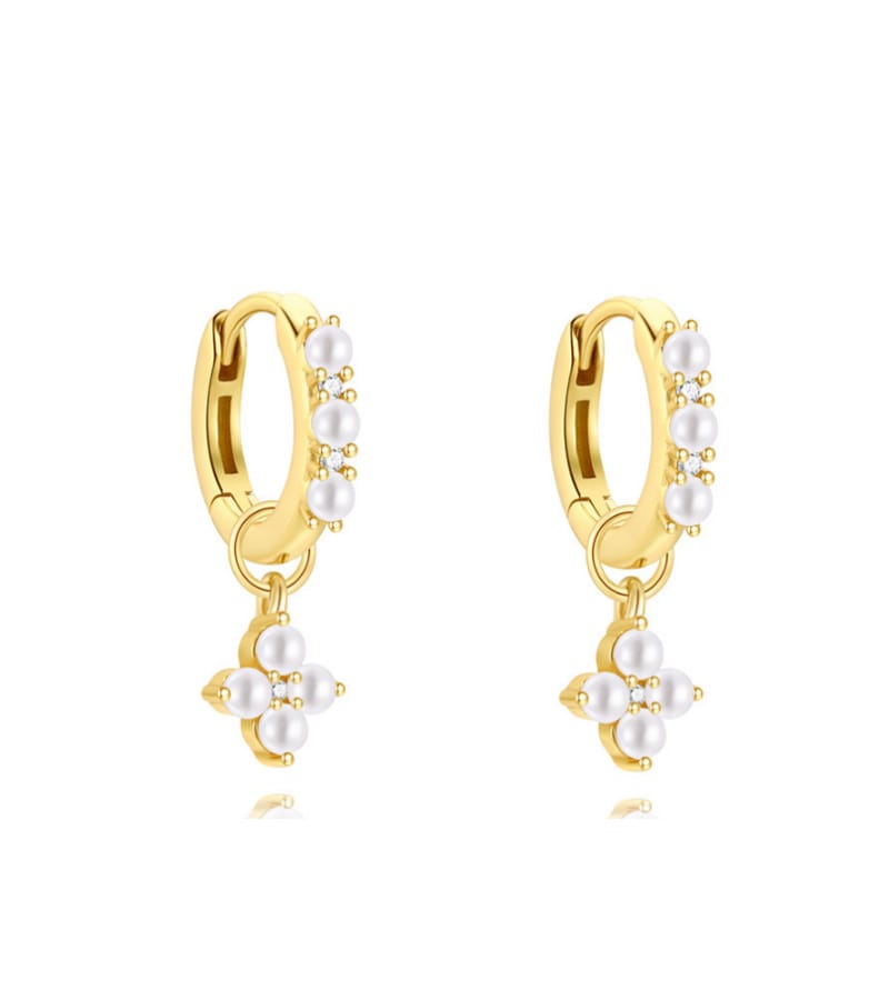 Pearl Hoop Earrings Silver