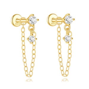 925 Silver Silver Crystal Drop Earrings - E00417
