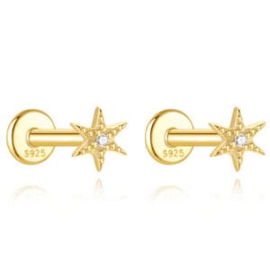 Custom 925 Silver Gold Plated Stud Earrings - E00445