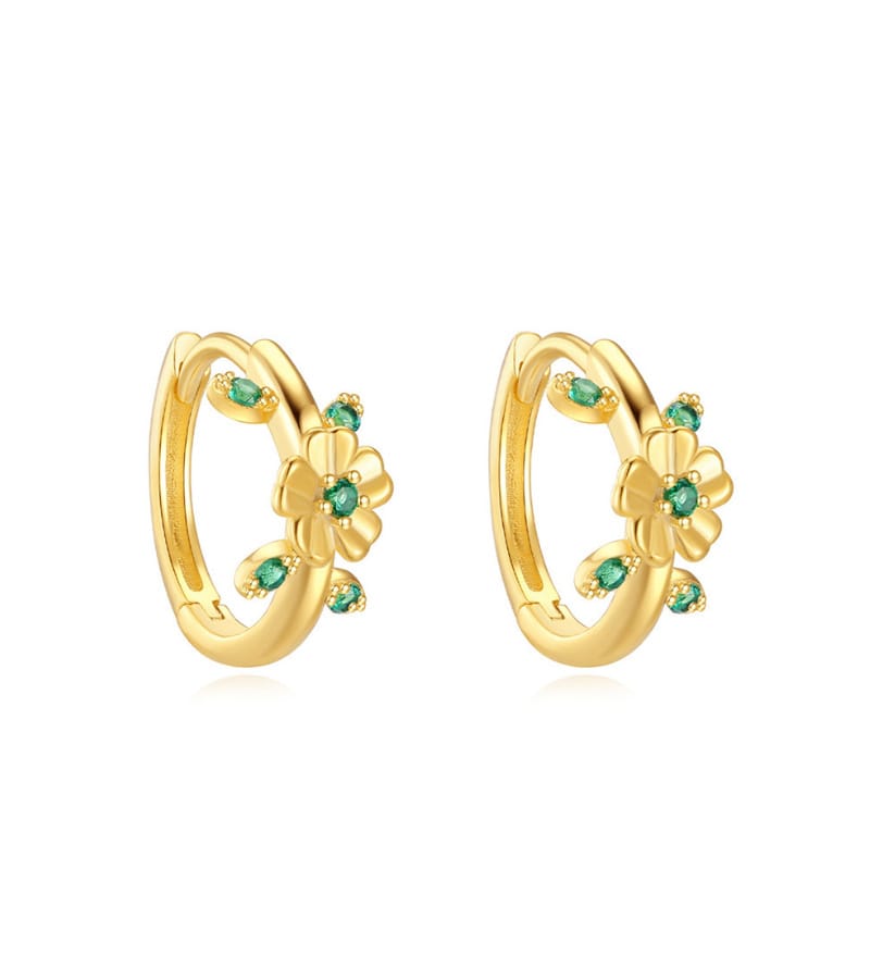 Custom 925 Silver Gold Hoop Earrings with Colored Stones