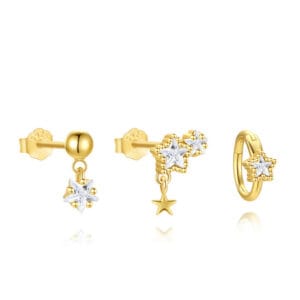 925 Silver Gold and Cubic Zirconia Earrings - E00460