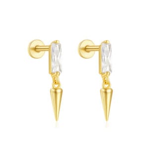 Silver Triangle Dangle Earrings - E00489