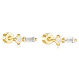 Opal White Gold Stud Earrings Wholesale - E00511