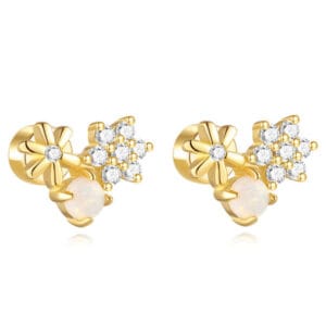 Silver Gold Stud Earrings - E00521