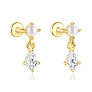 925 Silver Silver Drop Earrings with Pearl - E00537