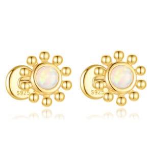925 Silver Mexican Fire Opal Earrings - E00549