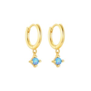 Custom 925 Silver Gold Opal Hoop Earrings - E00558
