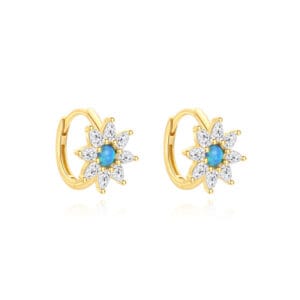 Opal Hoop Earrings Gold Supplier Style - E00559