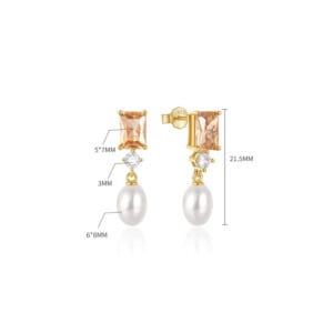 Custom 925 Silver Pearl Earrings Drop Silver - E00564