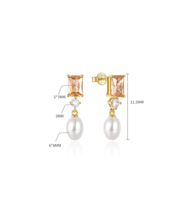 Custom 925 Silver Pearl Earrings Drop Silver