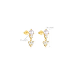 Pearl Earrings Stud Silver - E00578