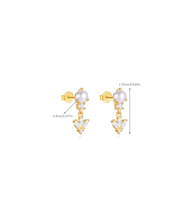 Pearl Earrings Stud Silver
