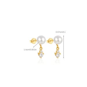 925 Silver Silver Pearl Earrings Drop - E00579