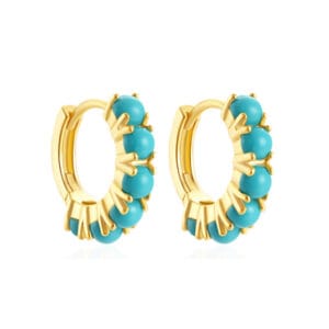 Turquoise Hoop Earrings Silver Supplier Style - E00596