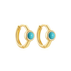925 Silver Silver Turquoise Hoop Earrings - E00598