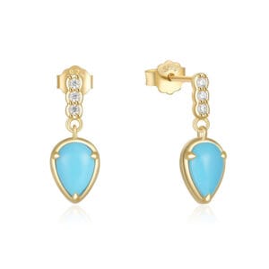 Silver Turquoise Drop Earrings Wholesale - E00599