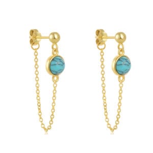 Custom 925 Silver Turquoise Silver Drop Earrings - E00601