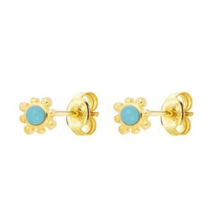 925 Silver Turquoise and Gold Stud Earrings - E00604